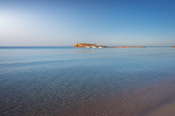 Nissi beach in Ayia Napa, the most famous tourist beach in Cyprus popular for its blue clean transparent waters