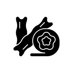 Tofu skin black glyph icon. Skin of special beans. Vegeterian foods growing. Eating healthy meals. Boiling soy milk. Cheesy products. Silhouette symbol on white space. Vector isolated illustration