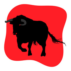 Silhouette of a bull in motion. Vector illustration. Vector logo.