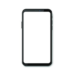 Vector Realistic Frameless Smartphone Screen Vector Mockup Isolated on White Background for Mobile Application, Web Site, Game, Presentation UI UX Design Template