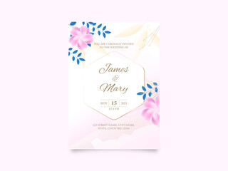 Wedding stationery set. One page invitation card. 