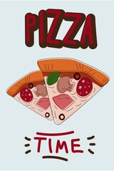 Pizza cut poster in hand drawn style