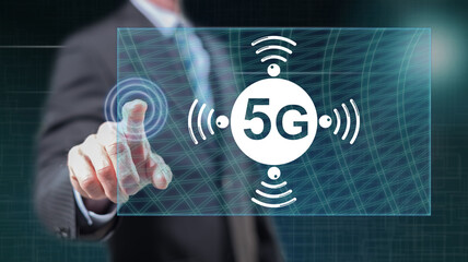 Man touching a 5g concept