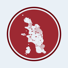 Pangkor Island icon. Trendy tech logo of the island. Geometric mesh round design. Technology, internet, network, telecommunication concept. Vector illustration.