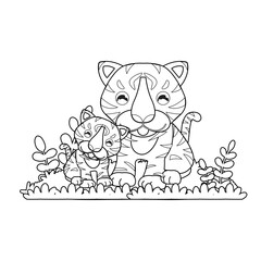 Coloring book for children, cute Tiger cartoon.