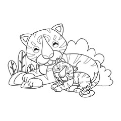 Coloring book for children, cute Tiger cartoon.