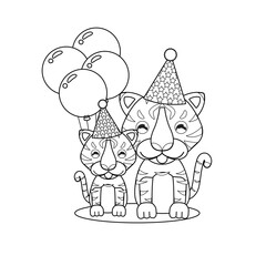 Coloring book for children, cute Tiger cartoon.