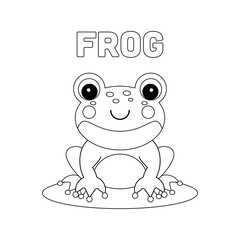 Coloring page outline of cartoon frog.