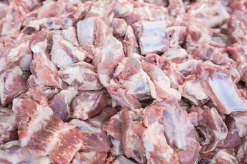 Fresh raw pork sold in supermarkets.