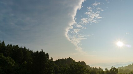 変化する山の天気【空・太陽と雲】／長野県八千穂高原