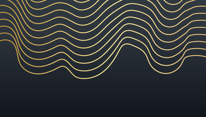 Black abstract background with golden lines. Black gold background overlap dimension abstract geometric modern. Elegant navy black gold background with overlap layer. Suit for business and corporate