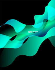 Vertical fluid gradient wave abstract background. Bright color waves in the dark. Vector Illustration For Wallpaper, Banner, Background, Landing Page