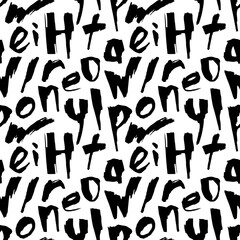 Grunge seamless pattern handwriting letters brush font
