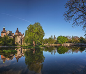 Fototapeta premium View on Vajdahunyad castle in the City Park of the Hungarian capital Budapest