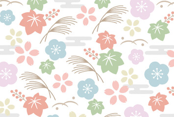 レトロポップな四季の和柄B