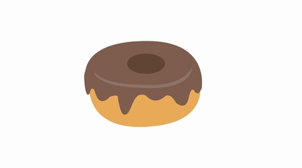 Doughnut Icon. Vector isolated flat illustration of a chocolate doughnut