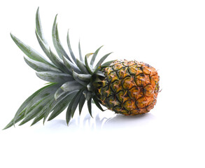 Fresh pineapple on white. This file is cleaned, retouched, contains clipping path and is ready to use.