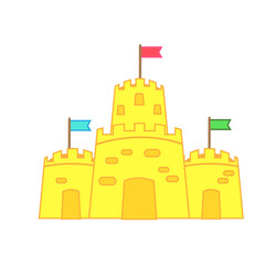 Sand castle with flags illustration. isolated vector clip art