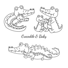  cute crocodile and baby cartoon.