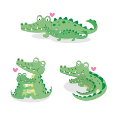  cute crocodile and baby cartoon.