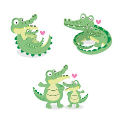  cute crocodile and baby cartoon.
