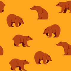 Cartoon character - simple trendy seamless pattern with bear. Flat vector illustration.