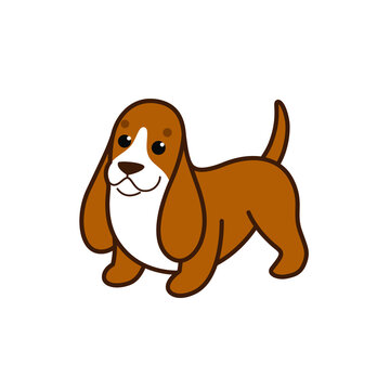 Basset hound. Cute dog character. Vector illustration in cartoon style for  poster, postcard. Stock Vector | Adobe Stock