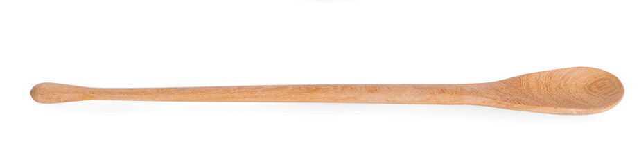Used wooden spoon isolated on white background