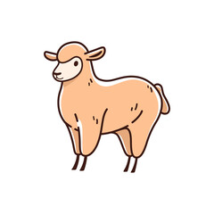 Illustration of sheep. Simple contour vector illustration for emblem, badge, insignia.