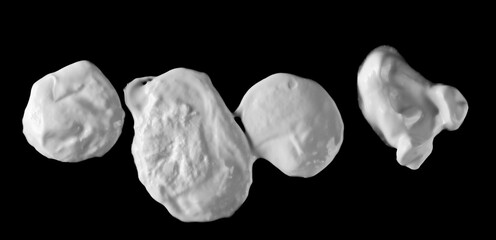 Soured milk, yogurt with wooden spoon isolated on white background, top view