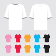 T-shirt mockup set. Vector illustration..