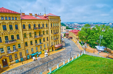 The top view of the Andrew's Descent street, Kyiv, Ukraine