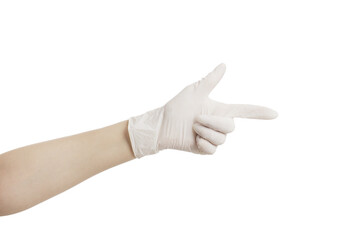 white medical gloves isolated on white background. Gestures.