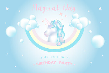 birthday invitation with a unicorn © Katya_N