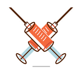 Vaccination theme vector illustration of a syringe isolated over white, epidemic or pandemic coronavirus covid 19 or flu or SARS or any other vaccine, pharmacology concept.