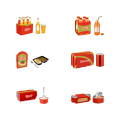 Set of isolated vector illustrations of food products for an optional brand