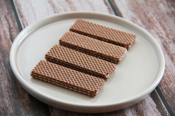 sweet crunchy chocolate waffles on a plate