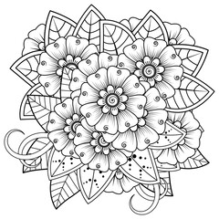 mehndi flower decorative ornament in ethnic oriental style. doodle ornament. outline hand draw.