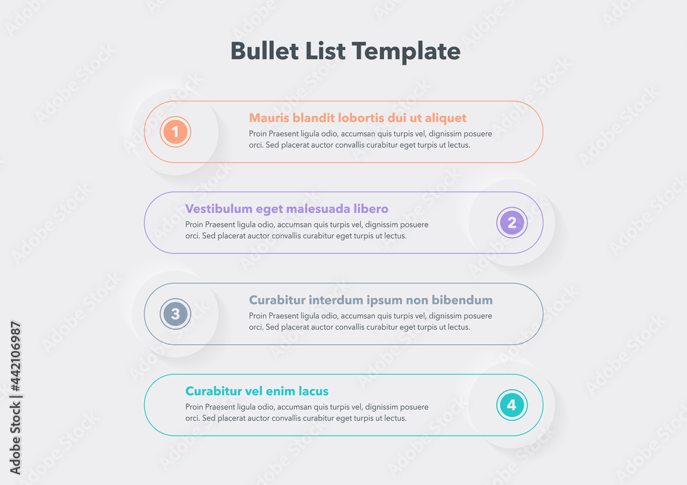 Poster Modern infographic template for bullet list. Flat design, easy to use for your website or presentation.