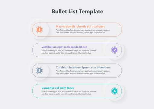 Modern Infographic Template For Bullet List. Flat Design, Easy To Use For Your Website Or Presentation.