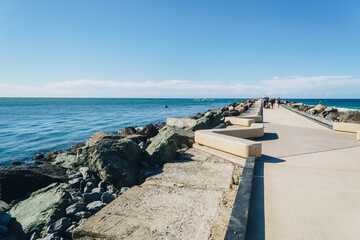 Wide shot of the seaway promenade towards the harbour mouth at the spit near Surfers Paradise © DANE