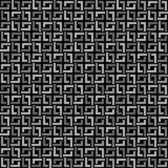Fototapeta premium Dark seamless ornament. Black and gray tones were used. Ornament consists of interwoven squares.