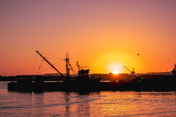 sunset in the harbor