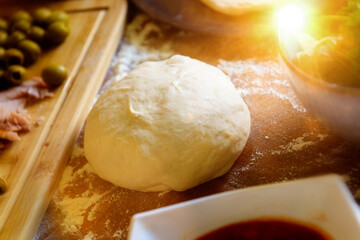 Preparing the Italian pizza
