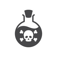 Bottle of poison with skull and bones icon. Poisonous sign with crossbones symbol.