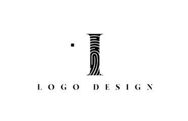 black and white I alphabet letter icon logo. Pattern design for company and business identity