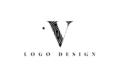 black and white V alphabet letter icon logo. Pattern design for company and business identity