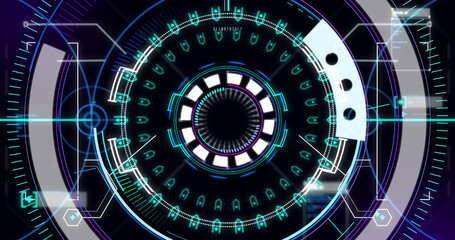 Image of scope scanning and data processing on black background