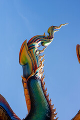 close-up Thai pattern the king of naga or serpent statue
