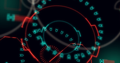 Image of scope scanning and data processing on dark green background